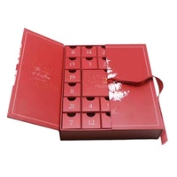 MOQ 500 Calendrier de l'Avent de Noël personnalisé de 24 jours pour emballage cadeau de maquillage et de beauté avec dorure à chaud