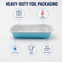 Wadah Makanan Aluminium Foil Berwarna Persegi Panjang WanHao dengan Tutup, Kemasan Makanan Cepat Saji Sekali Pakai, Grosir