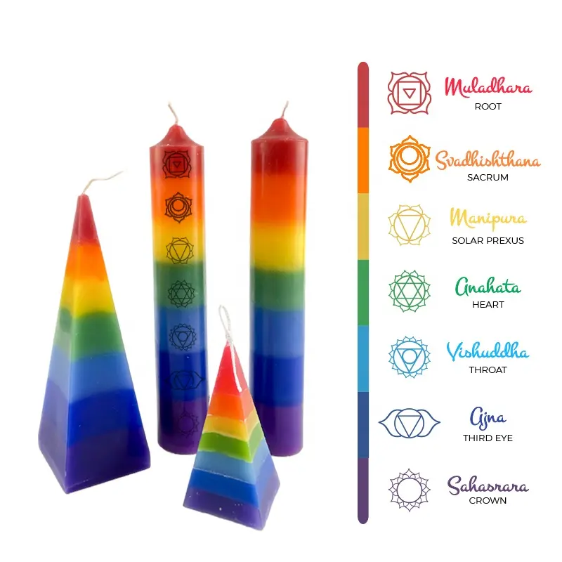 7 color 8 inch Chakra Candles Meditation Mindfulness Spiritual Holistic pillar candle