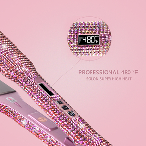 Ferro piatto professionale rosa rosa in titanio con Display LCD piastra per capelli elettrica da salone per la casa - Product Image 5