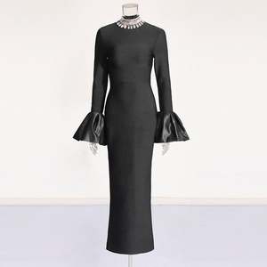 Bettergirl 2024 abiti <span class=keywords><strong>da</strong></span> sera <span class=keywords><strong>da</strong></span> donna floreali nuovo collo alto floreale manica lunga a fascia con guaina arruffata naturale Sexy Casual - Product Image 2