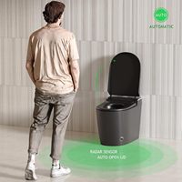 WC intelligent noir mat, toilette automatique monobloc avec télécommande, cuvette allongée, drainage, prix compétitif
