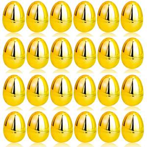 도매 전기도금 페인팅 부활절 달걀 6cm 플라스틱 금색 달걀 전기도금 부활절 프린트 달걀 개봉 - Product Image 1