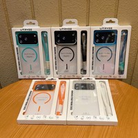 Coque bleue mate avec dragonne et chargeur sans fil pour iPhone 17 Pro, pack coque pour iPhone 17 Pro Max