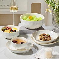 Vaisselle en céramique de haute qualité personnalisée en gros, couleur sous glaçure, style nordique minimaliste, ensemble bol et assiette compatibles micro-ondes