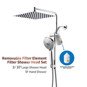 Cabezal de Ducha de 10 Pulgadas con Rociador Superior Grande de 5 Funciones y Ducha de Mano con Cartucho de Filtro Personalizable - Product Image 3