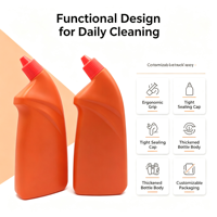 Bouteille de nettoyant pour toilettes en plastique de 600 ml, bouteille à presser personnalisée avec bouchon à bec verseur
