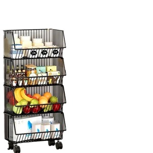 Portaoggetti multifunzione in acciaio a <span class=keywords><strong>parete</strong></span> organizzatore cucina casa passeggino a ruote miste <span class=keywords><strong>scatola</strong></span> per spezia Snack frutta verdura - Product Image 5