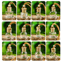Diffuseur de parfum pour voiture en verre vide avec bouchon en bois et corde, vente en gros, personnalisé, 8 ml - 10 ml, transparent