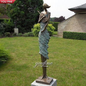 YOUFINE Statue en bronze <span class=keywords><strong>d</strong></span>'enfants jouant du double basse, sculpture musicale pour enfants pour salle de concert et jardin de théâtre - Product Image 4