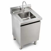 Évier simple en acier inoxydable 304 201 avec armoire, revêtement autonettoyant, finition polie, disponible en OEM/ODM pour cuisine de restauration rapide