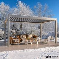 Pergola en profilés métalliques en aluminium, élégante, luxueuse, moderne, carrée, avec revêtement en poudre, durable, imperméable, résistante au vent, protection UV