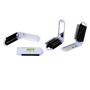 Spazzola per Capelli Pieghevole Portatile e Specchio per il Trucco con Pettine, Nuovo Design con Manico in Plastica per Uso Domestico o in Viaggio - Product Image 1