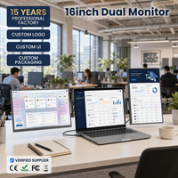 Monitor LCD Plegable Doble de 16 Pulgadas, 2560x1600 2.5K IPS, Altavoz Integrado, Extensor para Portátil, USB Tipo-C, OEM ODM Personalizado, 100% SRGB