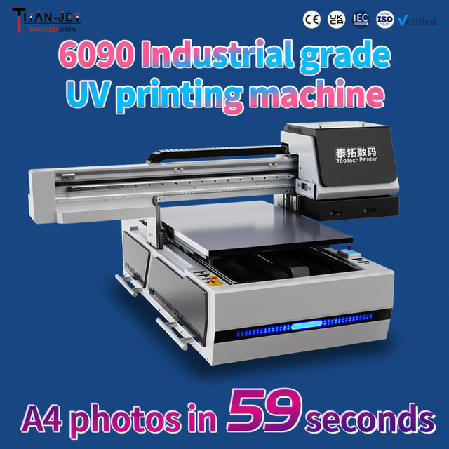 New Professional Industrial Quality 6090UV Full-Automatic LED UV DTF Flatbed Printer UV Ink 6 Colors 1 Year Titanjet Brand