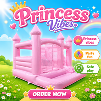 Château gonflable rose en PVC Hansenland pour événements professionnels, mariages, anniversaires, fêtes, avec installation facile
