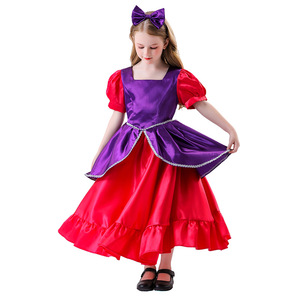 Robe de princesse pour femmes de style européen, violette et rouge, à manches longues, tenue assortie parent-enfant, costume d'Halloween - Product Image 4