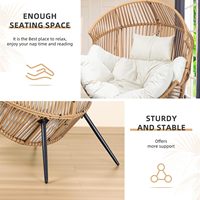 Chaise en rotin en forme d'œuf pour l'extérieur, chaise de loisirs surdimensionnée pour la cour, adaptée aux balcons intérieurs et extérieurs, jardins et cours arrière