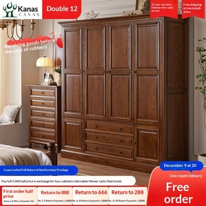 Kanas American Style All Solid Wood Four-<b>door</b> Floor-<b>standing</b> Country Retro Bedroom With Storage From Sichuan Province American S - Product Image 5