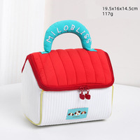 Grands sacs à cosmétiques de grande capacité, sacs à maquillage matelassés en forme de maison mignonne, sacs à maquillage matelassés à motif de dessin animé, sacs à cosmétiques porte-bonheur
