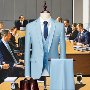 XS-3XL мужской высококачественный Повседневный офисный костюм, дышащий и антистатический деловой смокинг на пуговицах для офиса или свадьбы, большие размеры - Product Image 2