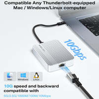 Adaptateur Thunderbolt 4 USB4 vers Gigabit Ethernet 1000 Mbps RJ45 40 Gbps en alliage d'aluminium pour Mac Windows