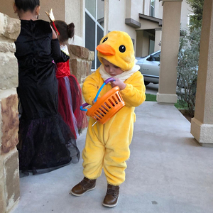 TONWHAR - Mono con Capucha y Cremallera Bidireccional para Niños, Disfraz de Animal para Bebé, Mono de Pato Amarillo Navideño, Disfraces de Cosplay para Niños - Product Image 3