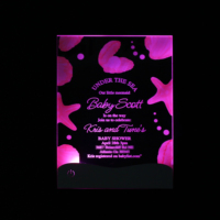 Invitation en acrylique claire de texte gravé par LED émettant de la lumière multicolore moderne de production personnalisée exclusive pour l'événement de nuit