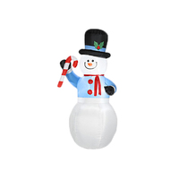 1,8 m Beleuchteter Schneemann mit Drei Pinguinen Weihnachtliche Aufblasbare Schneemann-Dekoration für Außenbereich und Garten
