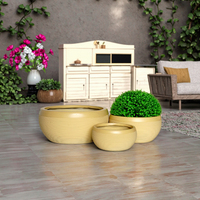 Pot de fleurs en fibrociment en forme de bol, écologique, avec trou de drainage, sculpté à la main, durable, léger, pour l'intérieur et l'extérieur