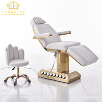 Table à cils moderne blanche la plus vendue Lit facial à message de base en acier inoxydable doré pour salon de beauté