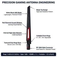 Antenne Wi-Fi USB double bande 2,4 GHz 5 GHz 5 dBi omnidirectionnelle pour PC, compatible Asus