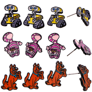 أقراط مرصعة بوحوش زرقاء كرتونية لطيفة أنيقة في المخزون للفتيات - Product Image 2