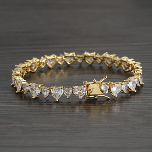 Big and Small <b>Love</b> Tennis <b>Bracelet</b>, Heart-shaped Three-claw Mixed and Matched Zircon Tennis <b>Bracelet</b>, Hip-hop Girl. Tanjing - Product Image 3