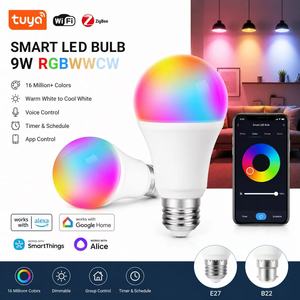 Tuya Smart LED Bulb 9W E27 B22 RGBWWCW WiFi ZigBee Smart Light Bulb Alexa Google Home Home Automation OEM