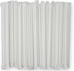 7.75 Inch Disposable Plastic Straws Translucent 500 Counts Individually Wrapped Drinking Straws BPA Free