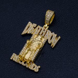 Collar con Colgante de Plata 925 de Moda YIWEN, Collar con Letras <span class=keywords><strong>del</strong></span> <span class=keywords><strong>Rey</strong></span> de Punto de Congelación, Colgante Chapado en Oro al por Mayor - Product Image 2