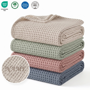 Couverture Confort Quatre Saisons en Coton Tissé Personnalisée pour <span class=keywords><strong>Lit</strong></span>, Couverture Épaisse à Motif Gaufre - Product Image 1