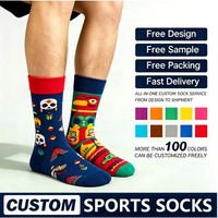 Chaussettes de sport personnalisables, logo coloré et original, pour hommes et femmes, en coton respirant, chaussettes tricotées, chaussettes amusantes à motifs de dessins animés et d'anime