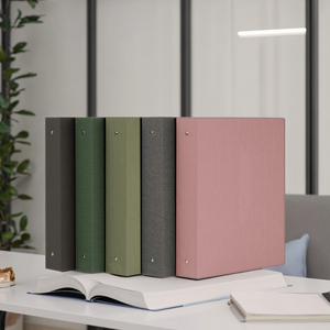 Папка-портфолио A4 Factories Linen с <span class=keywords><strong>3</strong></span> кольцами 1 дюйм, с индивидуальным логотипом, цветными круглыми зажимами, для планировщика, блокнота, пленки, документов - Product Image 1