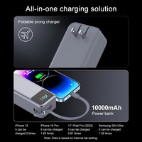 Prix d'usine, batterie externe haute capacité 10000mAh, technologie GaN 65W, charge rapide, écran LED, câble de type C, sortie USA/Canada