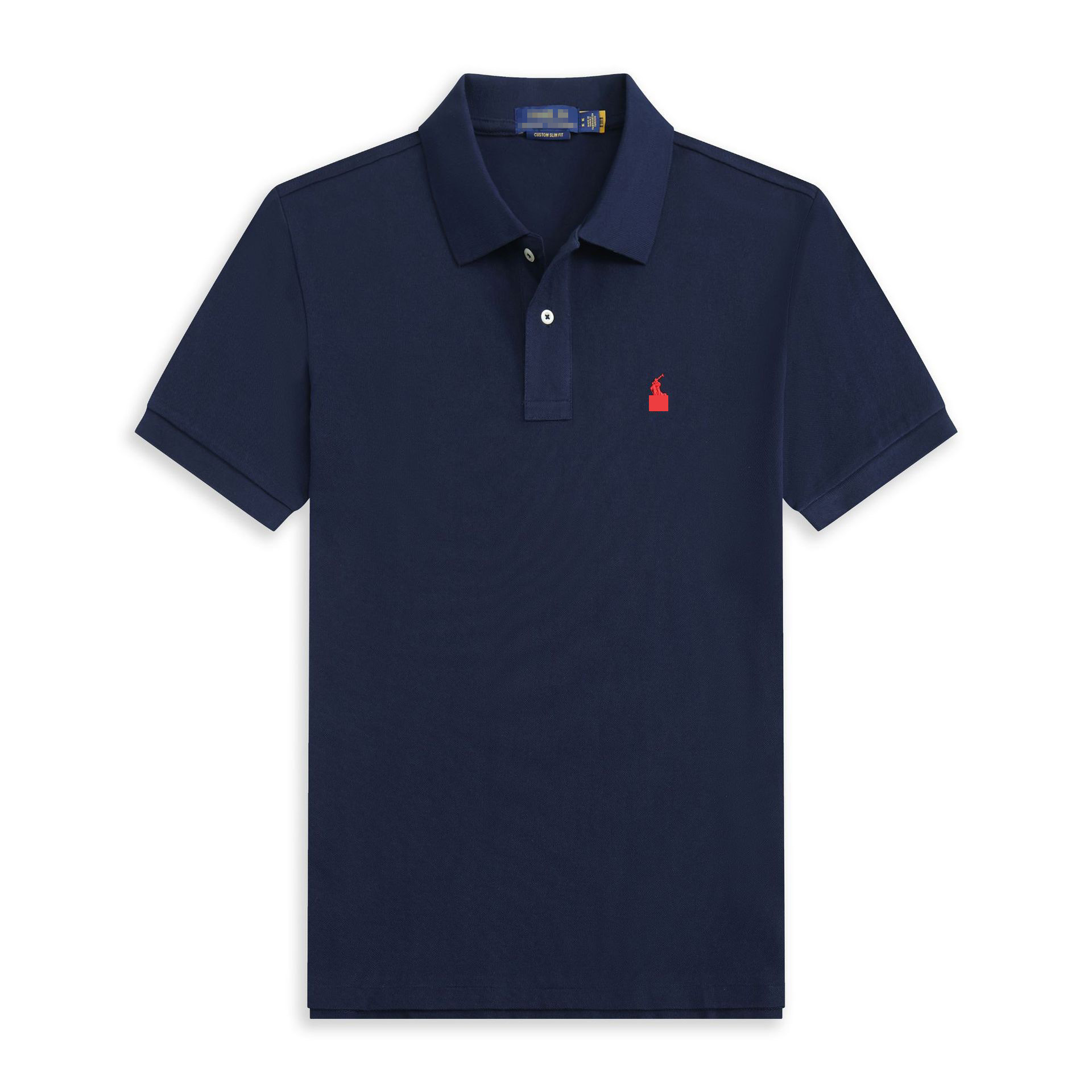 Polo manga corta-azul marino etiqueta roja