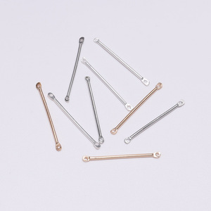 Tiges de connexion à double trou, supports d'oreille cylindriques, accessoires de bijoux plaqués argent, rhodium, or KC et fer pour clous d'oreilles - Product Image 2