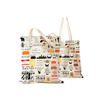 Bolsa de algodón personalizable de gran tamaño, Impresión de programa de TV, cierre abierto, decoraciones múltiples, cadenas bordadas de perlas, plumas