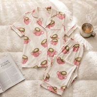 Private Label Pyjama Fabrikant Modal Fruit Print Pyjama's Korte & Lange Mouwen Dames Nachtkleding 2-delig Katoenen Zomerpyjama's