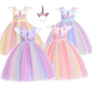 Children's Formal Flower Girl <b>up</b> <b>Dress</b> O-Neck Princess <b>Unicorn</b> Style for Summer Weddings & Parties - Product Image 1