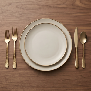 Ensemble de couverts minimalistes en or, finition mate, passe au lave-vaisselle, vaisselle de mariage, couverts en métal pour une table élégante - Product Image 4
