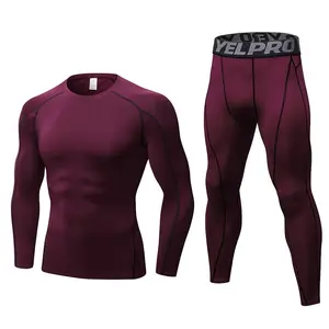 Roupa de treino masculina personalizada para academia, roupas esportivas de compressão para corrida, treino e exercícios