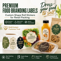 Étiquettes holographiques de marque alimentaire YSB Premium |   Autocollants en rouleau de forme personnalisée avec dorure à chaud |   Construire une confiance instantanée avec les clients