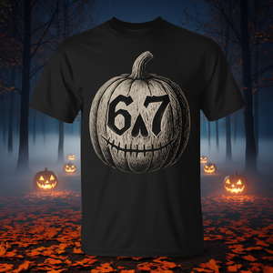 67 Halloween Pumpkin Black T-shirt da uomo a maniche corte con collo rotondo e design con stampa digitale Meme - Product Image 3